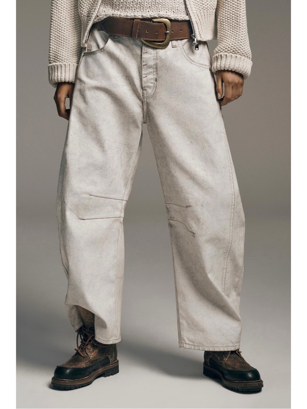 NWT Free People We The Free Good Luck White Coated Barrel Jeans - Picture 2 of 8
